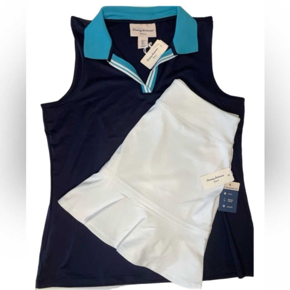 Tommy Bahama Blue Shirt and White Skort